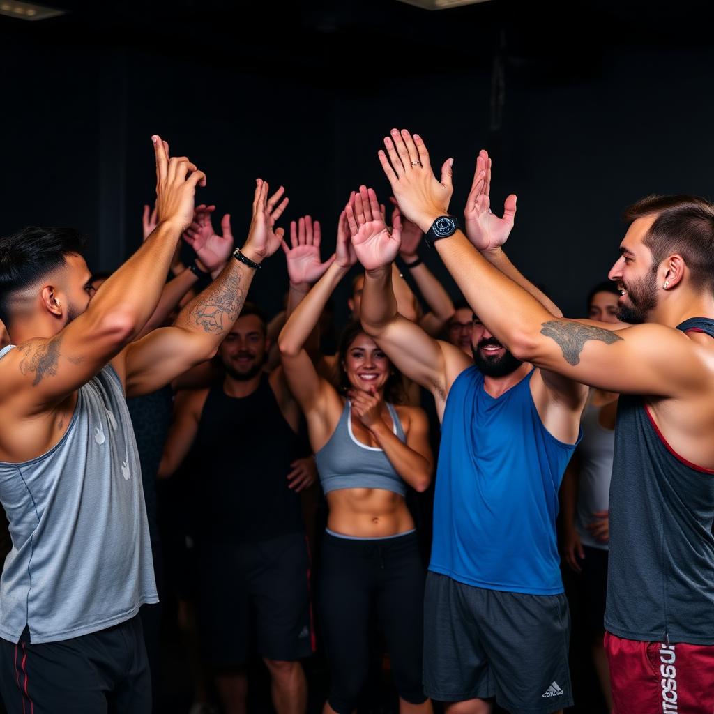 Members high-fiving